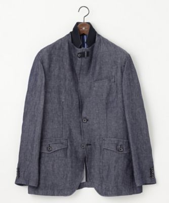 【キングサイズ・ＪＡＰＡＮファブリック／セットアップ／清涼】ＬＩＮＥＮ　ＤＥＮＩＭ　ジャケット（ＪＫＪＫＣＭ０３０３）