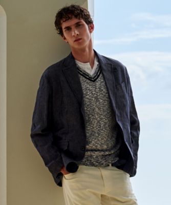＜JOSEPH ABBOUD (Men) ＞【ＪＡＰＡＮファブリック／セットアップ／清涼】ＬＩＮＥＮ　ＤＥＮＩＭ　ジャケット（ＪＫＪＬＣＭ０３０３）