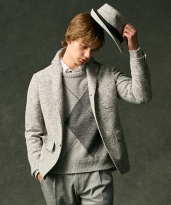 インターメッツォ ウールジャケット ジョセフアブードジャケット&ベストセット イタリア素材／軽量／ストレッチ】スライバー千鳥 ジャケット
