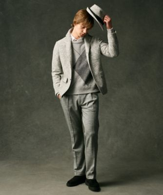 イタリア素材／軽量／ストレッチ】スライバー千鳥 ジャケット