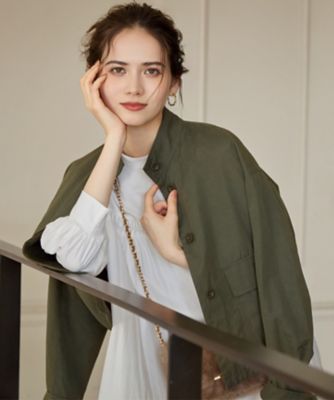 【SALE】【送料無料】23区 L (Women/大きいサイズ)/ニジュウサンク エル【SLOW/一部店舗限定】ウォッシュドピーチタフタ ブルゾン(JKS1CA0930) 054_カーキ コート・ジャケット【三越伊勢丹/公式】