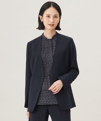 セットアップ対応・洗える】ウールブレンドセットアップノーカラー