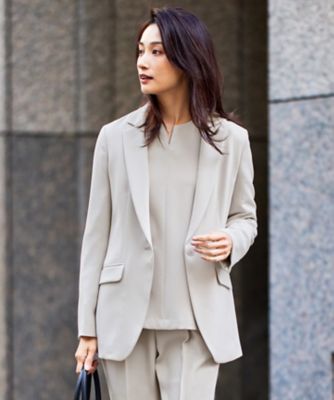 ＜自由区 (Women)＞【セットアップ対応・洗える】トリアセダブルクロステーラード　ジャケット（ＪＫＷＭＣＳ０００１）