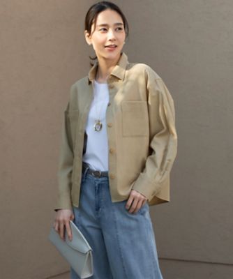 【コリンキー様】綿麻オックスストレッチのシャツジャケット 24SS 洗える】ドビーオックスストレッチシャツ アウター