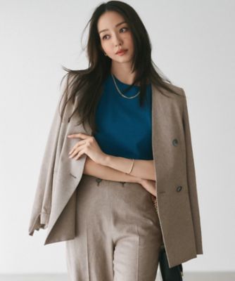 ＜23区 (Women)＞【Ｏｇｇｉ４月号掲載／セットアップ対応】リネン　ミックスツイード　ノーカラー　ジャケット（ＪＫＷＯＣＭ０３０６）