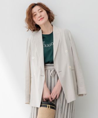 ＜23区 (Women)＞【セットアップ対応／洗える】リネンレーヨンストレッチ　ダブル　ジャケット（ＪＫＷＯＣＭ０４０４）