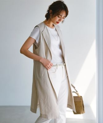 【ＣＬＡＳＳＹ．６月号掲載／洗える】リネンレーヨンストレッチ　ジレ（ＪＫＷＯＣＭ０４０６）