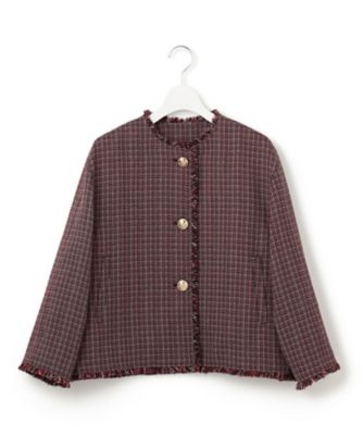 ツイーディーカラーミックス ノーカラー ジャケット