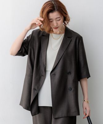 リネンライクグロッシー ハーフスリーブ ダブル ジャケット