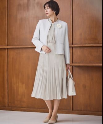 セットアップ対応】ライトシャインツイード ノーカラージャケット