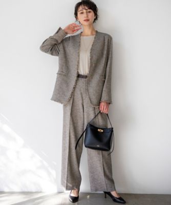 リネンライクブッチャー フリンジノーカラージャケット