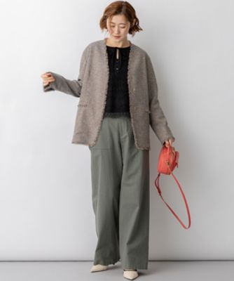 リネンライクブッチャー フリンジノーカラージャケット