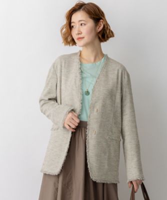 リネンライクブッチャー フリンジノーカラージャケット