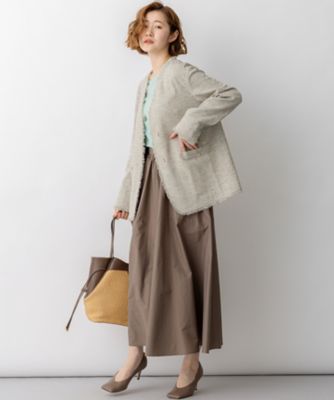 リネンライクブッチャー フリンジノーカラージャケット