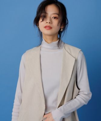 【ＣＬＡＳＳＹ．６月号掲載】リネンレーヨンストレッチ　　ロング　ジレ（ＪＫＷＯＳＭ０４０６）