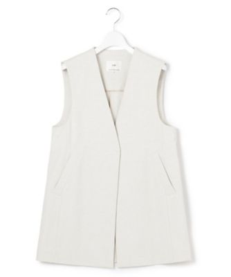 セットアップ対応】オックスストレッチ ノーカラー ジレ
