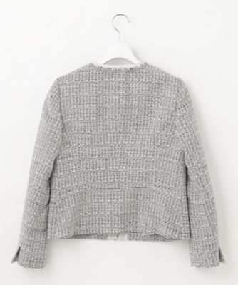 【美品】23区 大きいサイズ ライトシャインツイード ノーカラー ジャケット ライトシャインツイード ノーカラー ジャケット