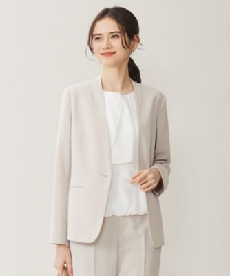 ＜自由区 L (Women/大きいサイズ)＞【セットアップ対応・ＵＶカット・接触冷感・洗える】ライトストレッチノーカラー　ジャケット（ＪＫＷＲＣＭ０４０２）