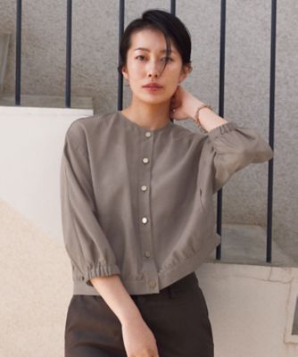 ＜自由区 L (Women/大きいサイズ)＞【カタログ掲載・接触冷感・洗える】ブライトシアーノーカラー　ブルゾン（ＪＫＷＲＣＭ０６０３）