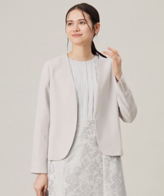 ＜自由区 L (Women/大きいサイズ)＞【セットアップ対応・洗える】トリアセダブルクロスノーカラー　ジャケット（ＪＫＷＲＣＳ０００２）