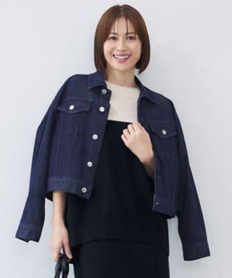 17号サイズまで展開・洗える】ウスカルデニム襟付き ジャケット