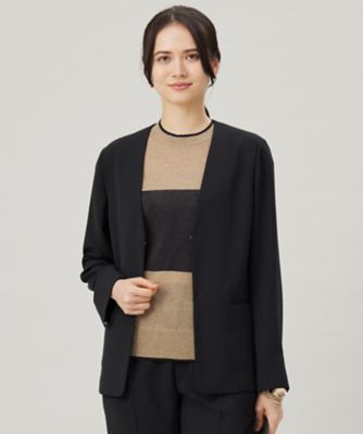 ＜自由区 L (Women/大きいサイズ)＞【セットアップ対応・接触冷感・ＵＶケア・洗える】ライトストレッチノーカラー　ジャケット（ＪＫＷＲＧＭ０４０２）