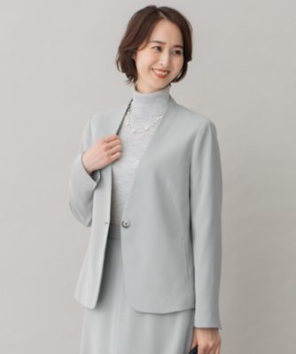 ＜自由区 L (Women/大きいサイズ)＞【洗える】ダブルフェイススーティング　ノーカラージャケット（ＪＫＷＲＮＺ０４２２）