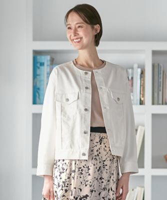 ＜自由区 L (Women/大きいサイズ)＞【ご好評につき追加生産・洗える】ＵＳＵＫＡＲＵ　ＤＥＮＩＭ　ノーカラージャケット（ＪＫＷＲＳＳ０２０８）
