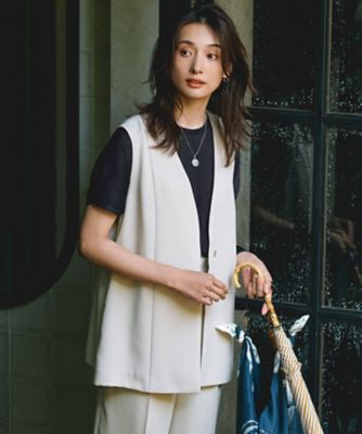 撥水加工／UVカット】キューティクルストレッチツイル ジレ