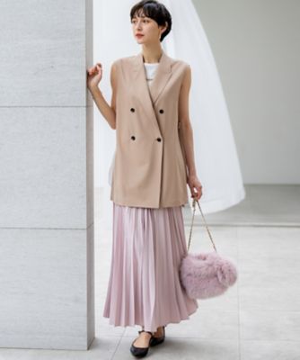 MACHATT ベージュ　ジレ マシェリコラボ》テーラードダブルジレ