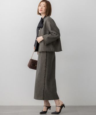❤️未使用タグ付き　2.8万円　Vネックツイードジャケット　イエナ　ノーリーズ セットアップ対応】Light Tweed ノーカラー ジャケット （ノー