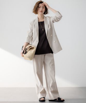 23区 リネンレーヨンストレッチ ダブル ジャケット 23区｜【セットアップ対応/洗える】リネンレーヨンストレッチ