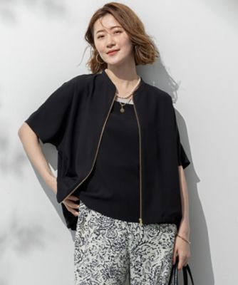 23区 S (Women/小さいサイズ)/ニジュウサンク エス 【一部店舗限定/吸水速乾/UVカット/接触冷感】ストレッチジョーゼット フレンチスリーブ ブルゾン(JKWSGM0864)
