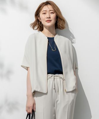 【一部店舗限定／吸水速乾／ＵＶカット／接触冷感】ストレッチジョーゼット　フレンチスリーブ　ブルゾン（ＪＫＷＳＧＭ０８６４）