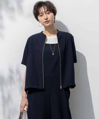 【一部店舗限定／吸水速乾／ＵＶカット／接触冷感】ストレッチジョーゼット　フレンチスリーブ　ブルゾン（ＪＫＷＳＧＭ０８６４）