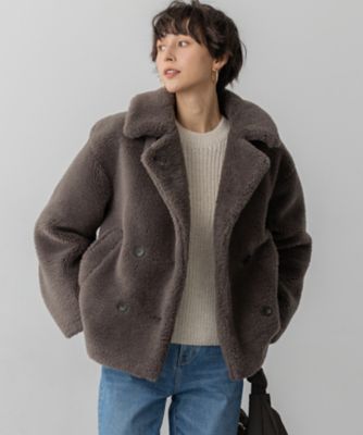 【送料無料】23区 S (Women/小さいサイズ)/ニジュウサンク エス ECOPELテディボア ダブルフロント アウター(JKWSGW0514) 004_グレー コート・ジャケット【三越伊勢丹/公式】