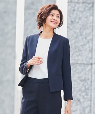 トリアセダブルジョーゼット ノーカラージャケット