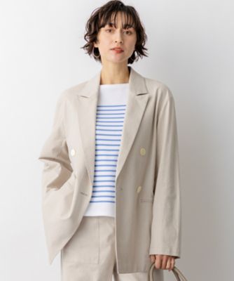 ＜23区 S (Women/小さいサイズ)＞スラブツイルストレッチ　オーバーサイズ　ダブルジャケット（ＪＫＷＳＬＭ０３１７）