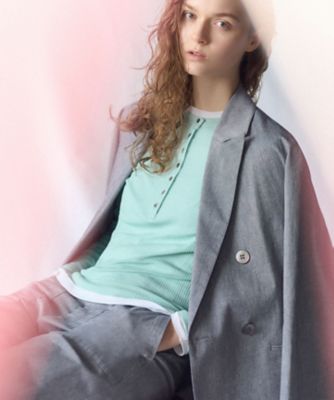 スラブツイルストレッチ オーバーサイズ ダブルジャケット