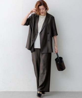 リネンライクグロッシー ハーフスリーブ ダブル ジャケット
