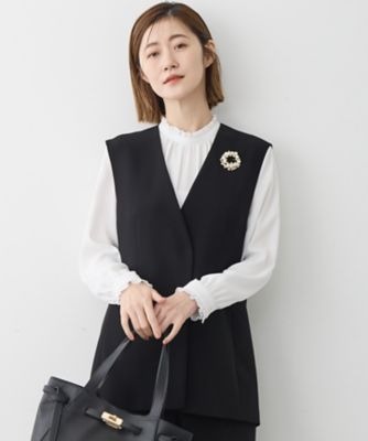 ＜23区 S (Women/小さいサイズ)＞【セットアップ対応／洗える】トリアセダブルジョーゼット　ジレ（ＪＫＷＳＬＳ０００４）