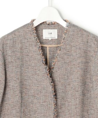 リネンライクブッチャー フリンジノーカラージャケット