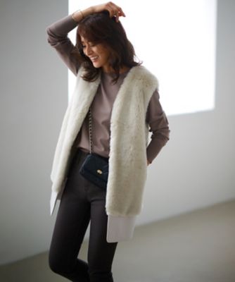 【蛯原友里さん着用】ＥＣＯＰＥＬ　エコファー　コンビ　ジレ（ＪＫＷＳＮＡ０２０１）