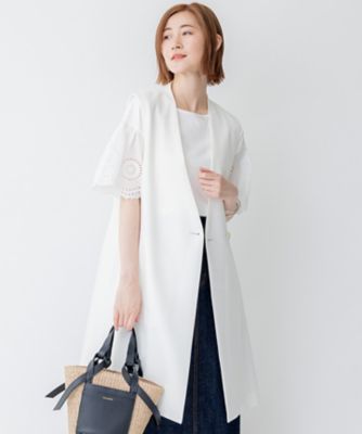 ＜23区 S (Women/小さいサイズ)＞【セットアップ対応】トロピカル２ＷＡＹストレッチ　Ｖネック　ノーカラー　ジレ（ＪＫＷＳＳＡ０１０２）