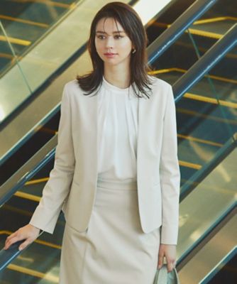 ＜23区 S (Women/小さいサイズ)＞【セットアップ対応／洗える】ストレッチポンチ　ノーカラー　ジャケット（ＪＫＷＳＳＭ０３０１）