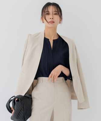 ＜23区 S (Women/小さいサイズ)＞【セットアップ対応／洗える】アイアスマットストレッチ　ノーカラー　ジャケット（ＪＫＷＳＳＭ０３０３）