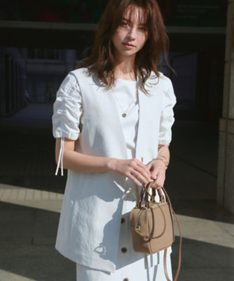 ＜23区 S (Women/小さいサイズ)＞【セットアップ対応】オックスストレッチ　ノーカラー　ジレ（ＪＫＷＳＳＭ０５０２）