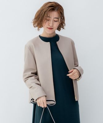＜23区 S (Women/小さいサイズ)＞ラムレザー　ノーカラー　ブルゾン（ＪＫＷＳＳＷ０３０２）