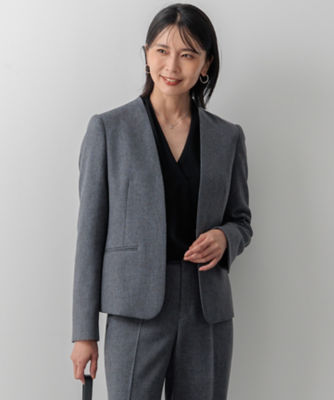 23区　Applaudir　ノーカラーサテンジャケット　フォーマル　大きいサイズ APPLAUDIR】バックサテンジョーゼット ジャケット / 23区