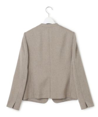 完売　23区　ウールライクカルゼ ノーカラージャケット　ネイビー　44 美品 完売 23区 ウールライクカルゼ ノーカラージャケット ネイビー 44 美品